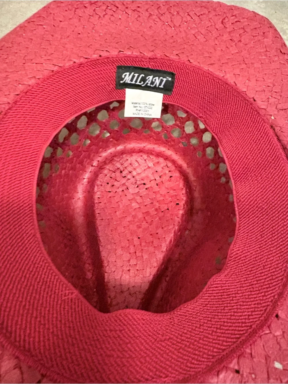 Milani Red Straw Western Hat with Braided Band and Concho